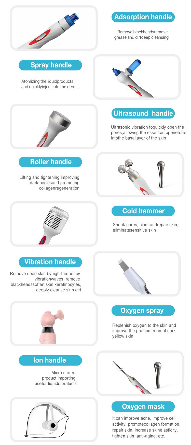 9 in 1 Space Water Oxygen Hydro Dermabrasion Facial Machine with Oxygen LED Mask