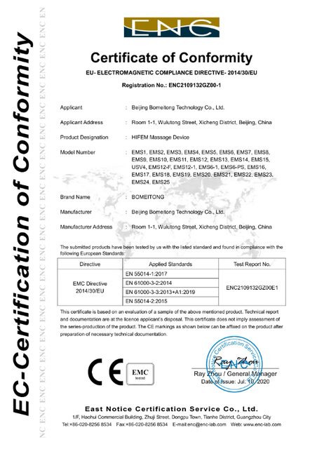  HIFEM Massage Device CE Certificate 