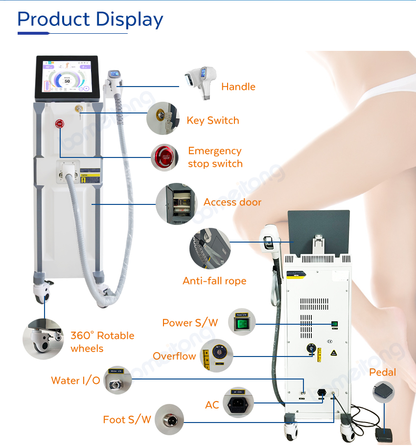 Laser hair removal diode machine 755 808 1064 3 wave wavelength professional