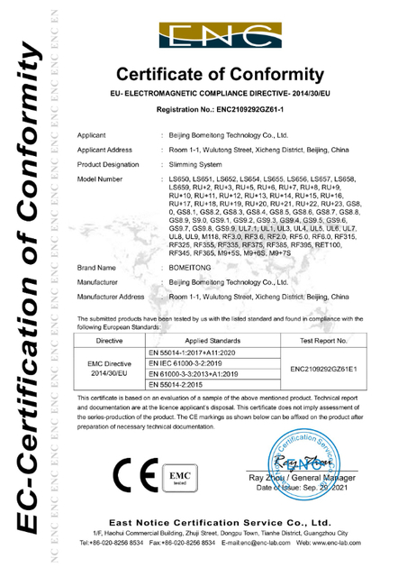  Fat Loss Machine CE Certificate 